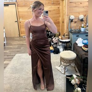 Anne Chocolate Brown Birdy Grey Dress